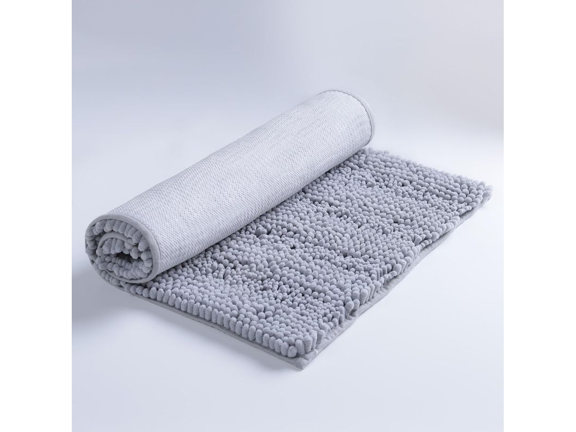 Tapete de Banheiro Chenille Antiderrapante Rápido Secagem 17x24 Polegadas Cinza