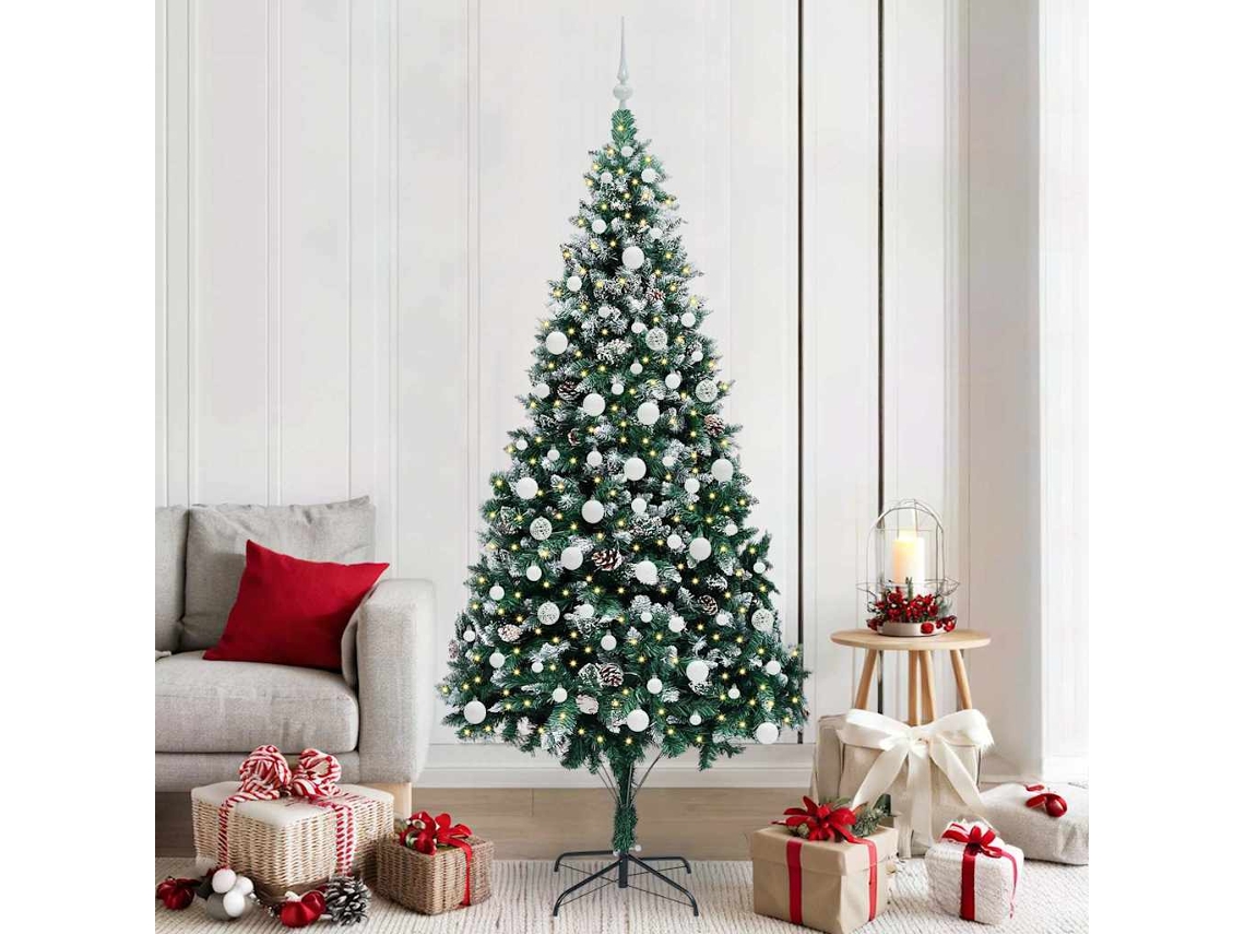 Vidaxl Árvore De Natal Artificial Verde 210 Cm Pvc, Aço E Plástico