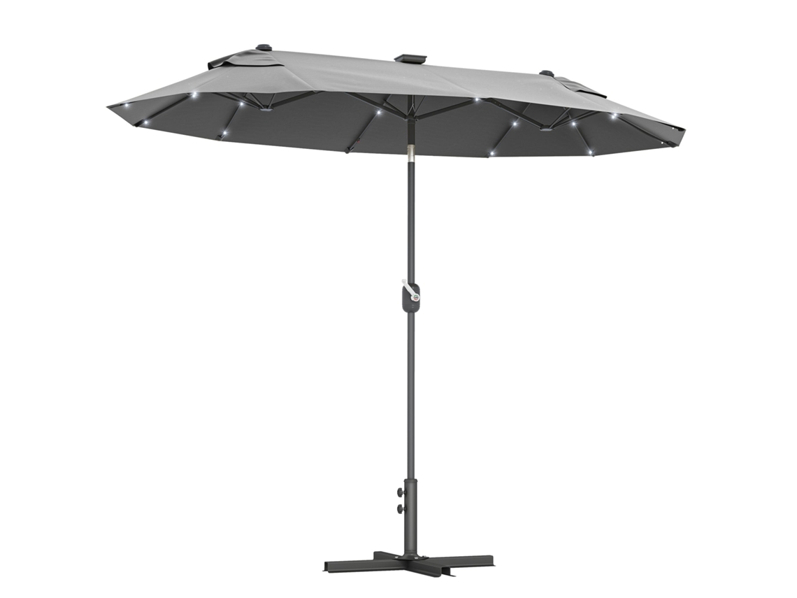 Guarda sol Duplo com Base Cruz e Luzes Solares (295x150x219 cm) BTFORUS