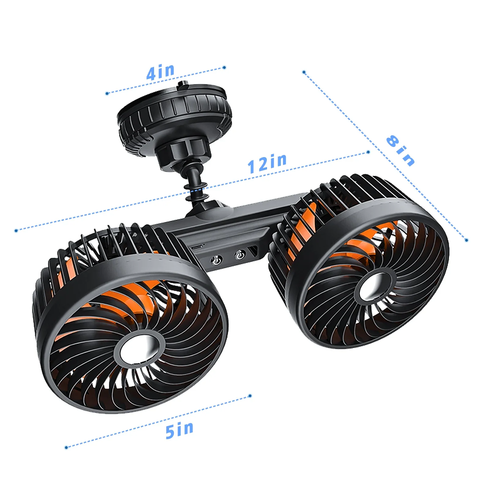 Ventilador de cinto MDUG, duas cabeças, 3 velocidades, ventosa, 6000mah