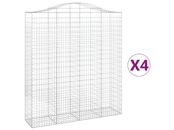 Conjunto 4 Cesto gabião VIDAXL Prateado Ferro (200x50x220/240cm)