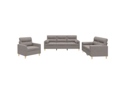 3 Pcs Conjunto de Sofás com Almofadas Tecido Cinza acastanhado MAISON EXCLUSIVE