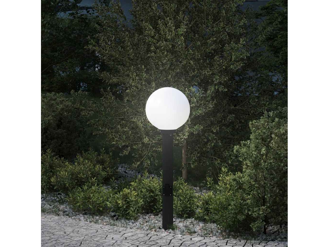 Vidaxl Luminária De Poste Com Tomada, 80 Cm, Preta, Ip44