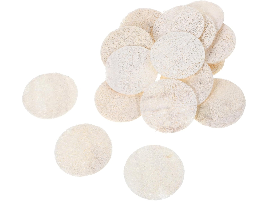 Esponja Esfoliante Facial E Corporal De Bucha Vegetal Natural Callaron, Cor Bege, Redonda, Para Spa E Banho, Pacote Com