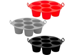 Forma Silicone Antiaderente Cupcake Muffin 7 Cavidades 80ml Mini Bolo Airfryer Forno Flexível, Liv Gokoco