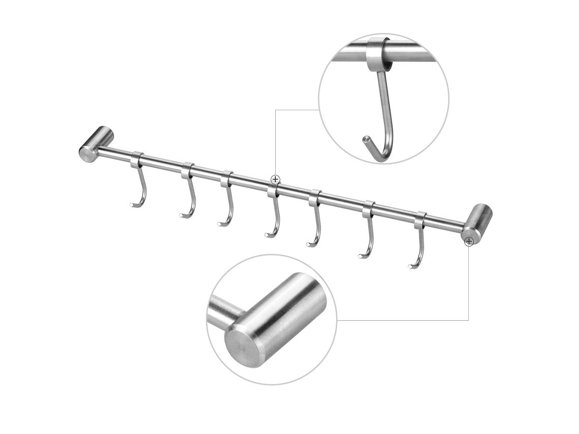 Nova Line porta ganchos de Aço Inoxidável 304 Parede com 7 Ganchos Móveis Cozinha Banheiro