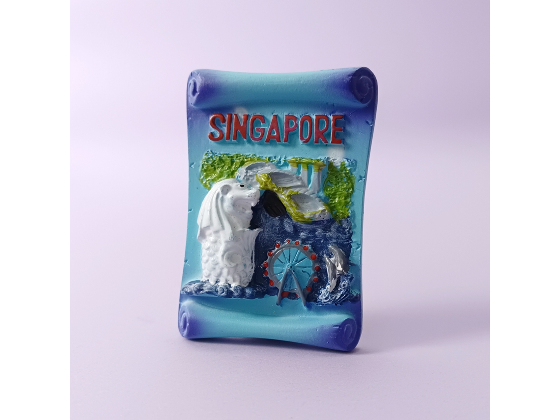 Ímã De Geladeira (panorama De Singapura - Praça), Lembrancinha Turística, Ímã De Resina