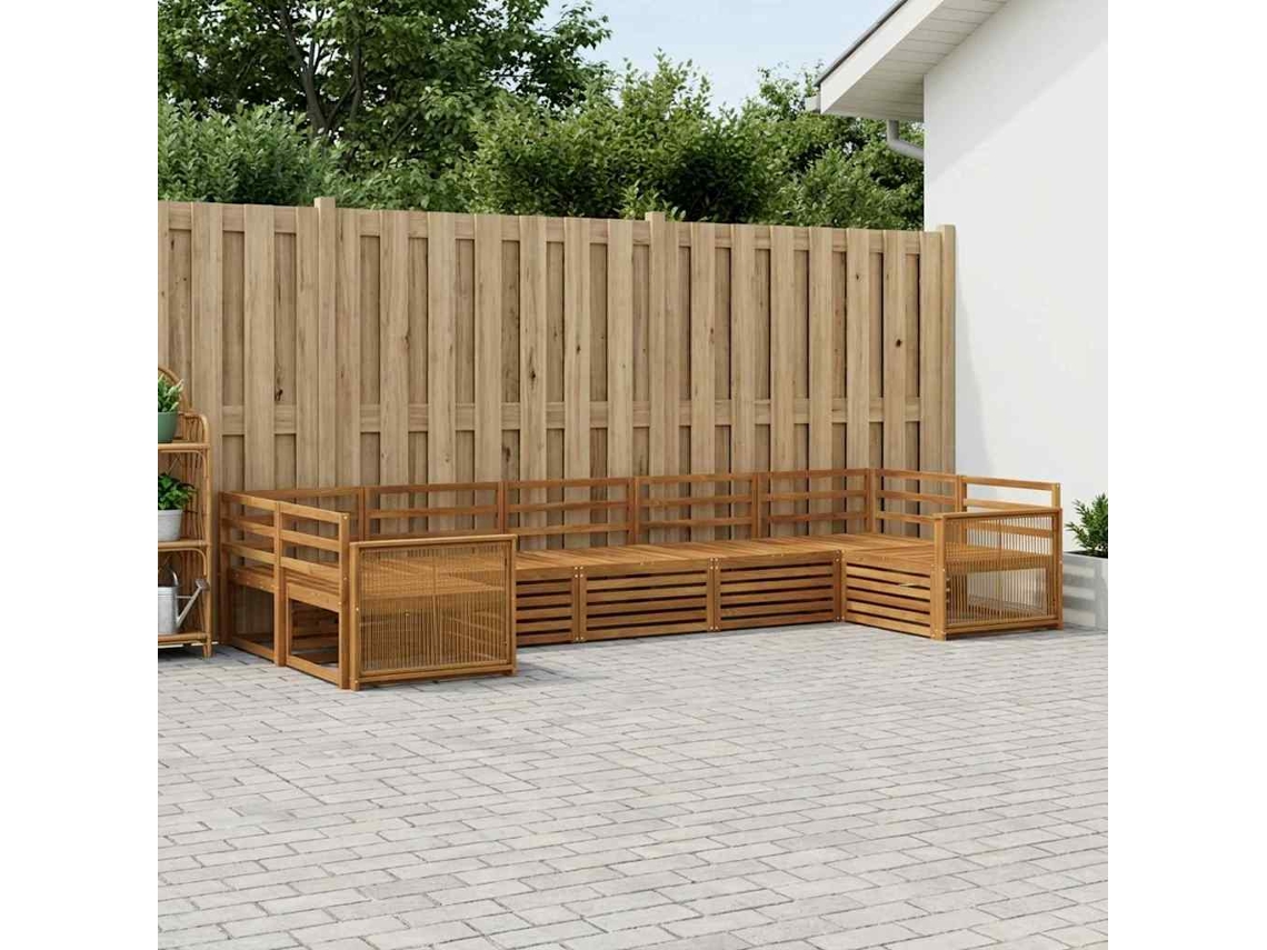 Vidaxl Conjunto De Sofás Para Exterior 7 Unid. Natural