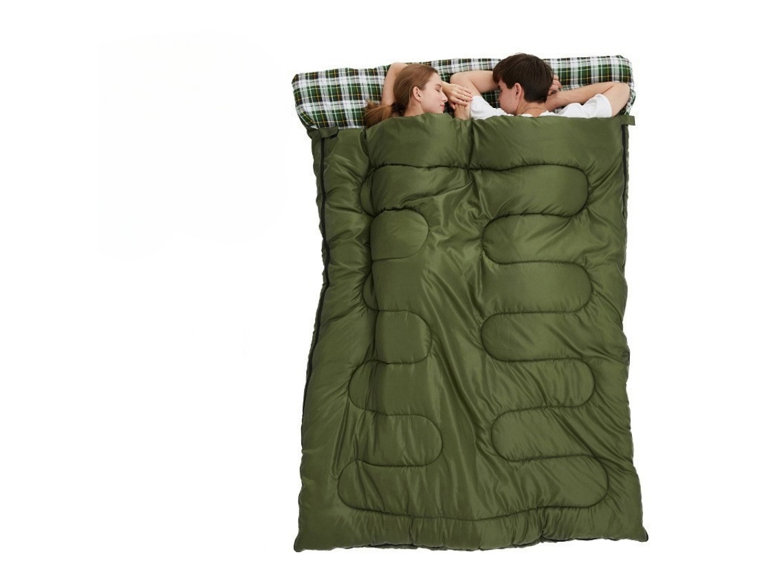 Saco de dormir duplo, quente e impermeável, verde PANOONA