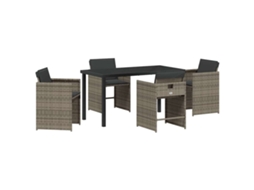 Conjunto de Jantar para Jardim 5 Pcs - Móveis para Jardim para Refeição Cinzeto Vime Pe HARLANV1