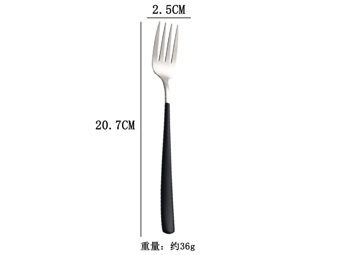 Conjunto De 6 Tenedores De Acero Inoxidable, Mango Largo, Para Ensaladas, Carne, Frutas, Vajilla Occidental Creativa, Plateado Y Negro