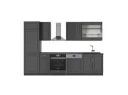 Cozinha Fame Line, 300cm Sem Pt, Anthrazit Dourado Landhaus, Antracite, Vicco