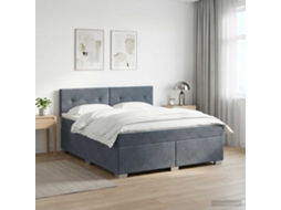 Vidaxl Cama Box Spring Com Colchão E Led Cinzento-escuro 180 X 200 Cm