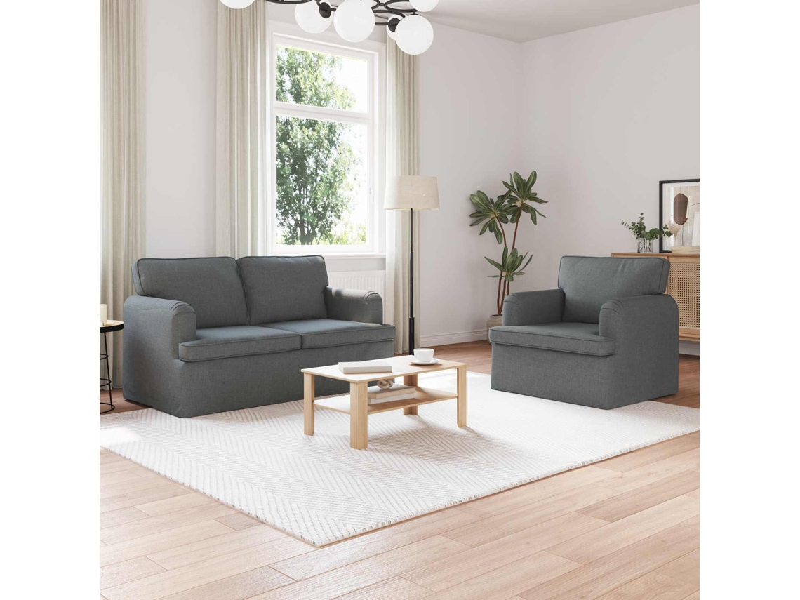 Vidaxl Conjunto De Sofás 2 Pcs Cinza Escuro 144 X 80 X 85 Cm Tecido