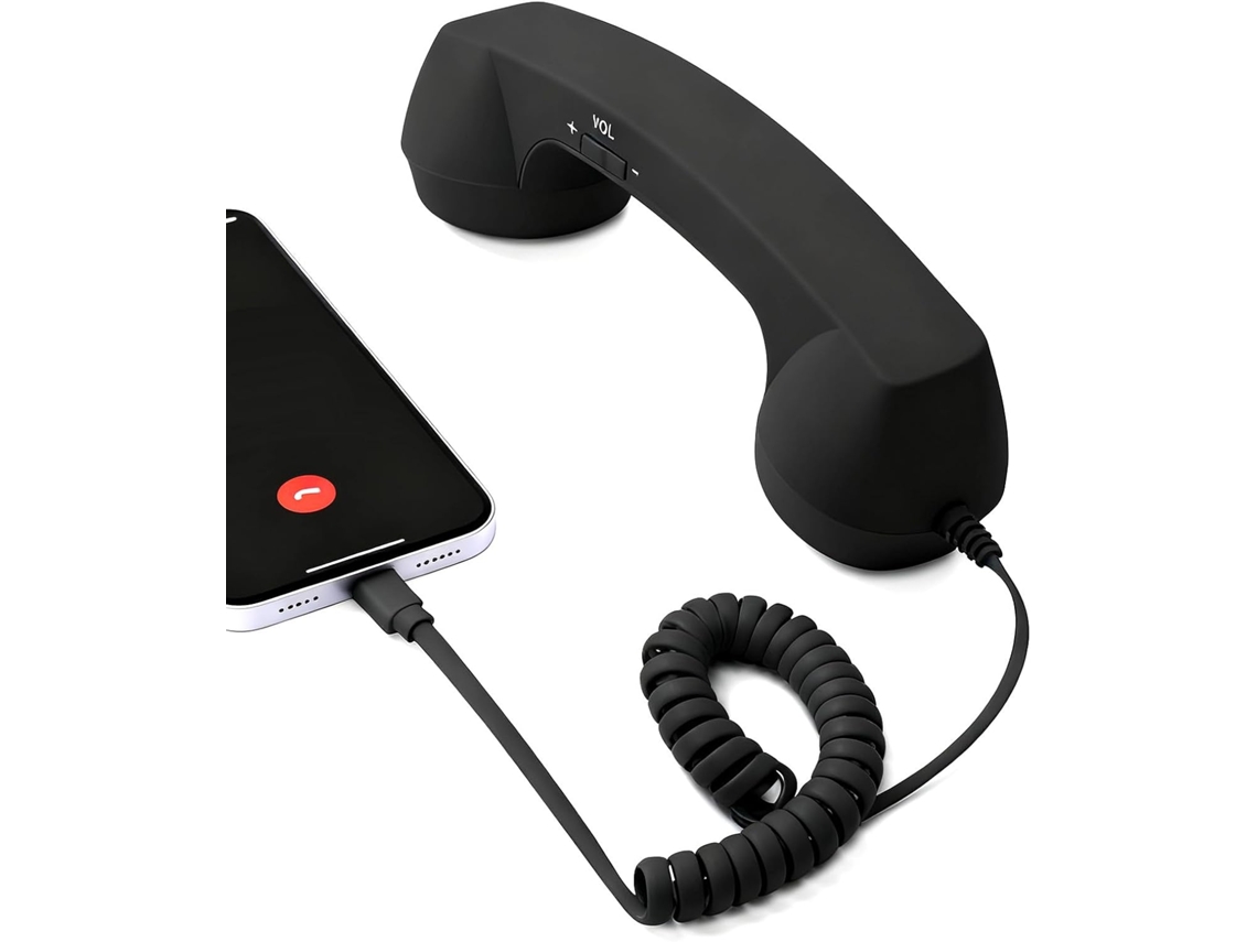 Receptor Eletrônico Clássico Retrô Para Celular Com Microfone E Entrada Tipo-c
