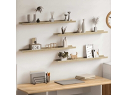 Vidaxl Prateleiras De Parede 4 Pcs 80x9x3 Cm Branco E Carvalho Sonoma