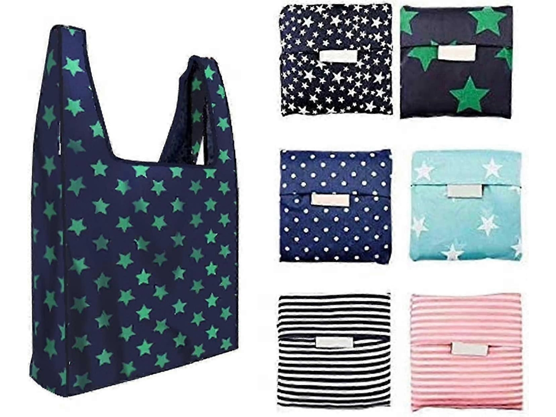 Conjunto de 6 Sacolas Compras Reutilizáveis, Dobráveis ​​e Laváveis, com Bolsa Interna, Capacidade Peso 15, 8 Kg , Sacola Compr GOKOCO (35 Lb)