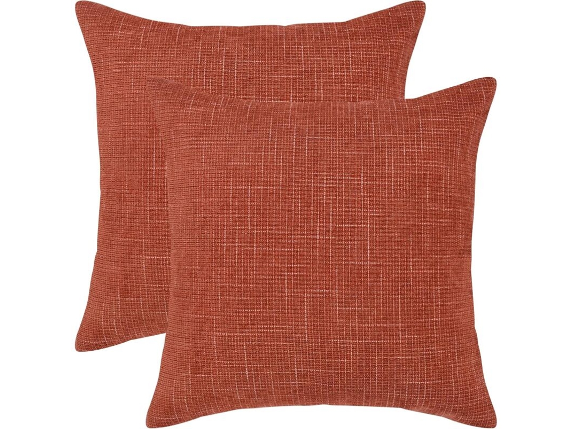 Conjunto De 2 Capas De Almofada 45x45 Cm, Capas De Almofada Decorativas Em Estilo Rústico, Almofada Quadrada De Chenille Cor Ferrugem Para Sofá,