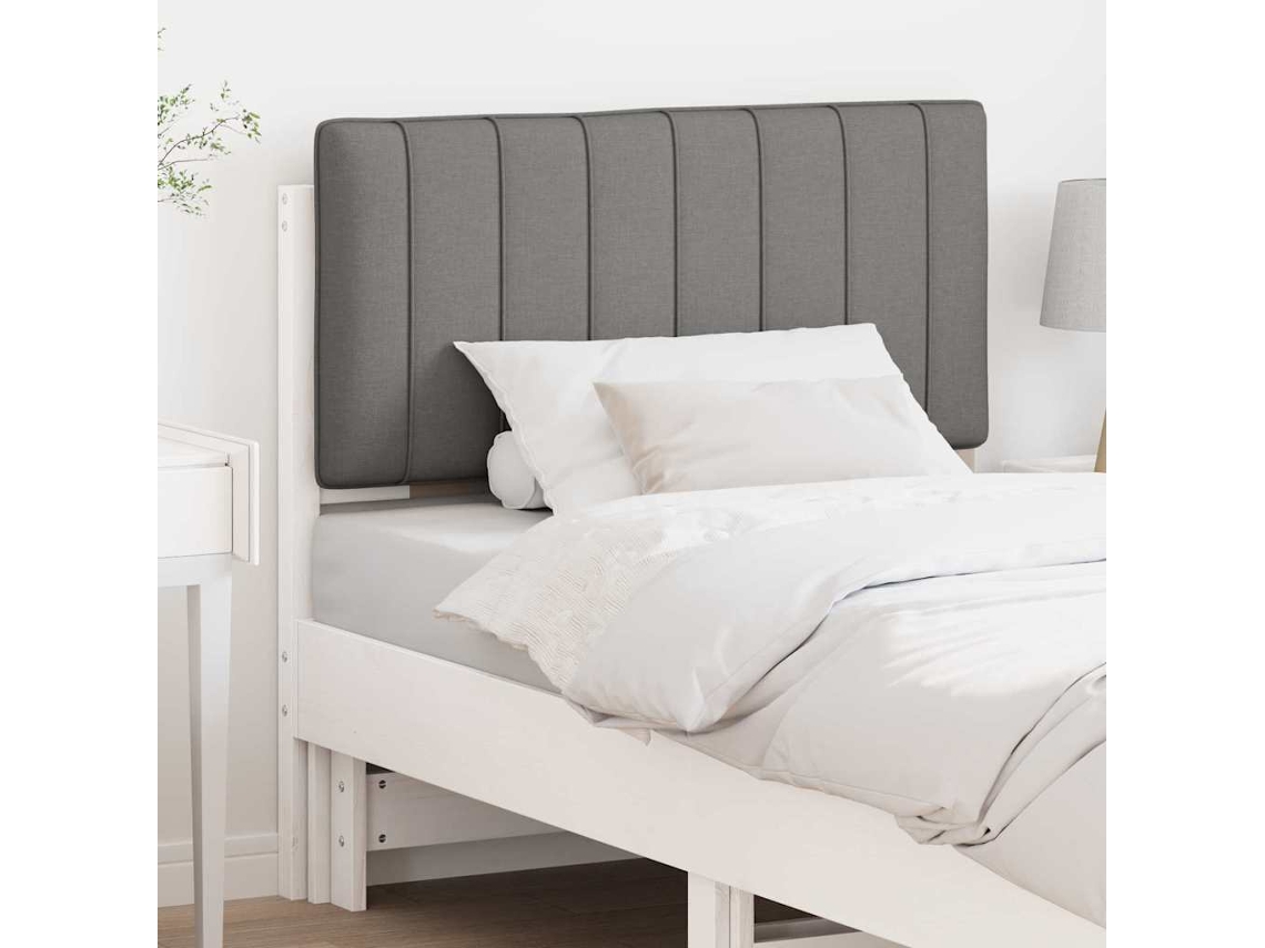 Vidaxl Cabeceira Estofada Com Cabeceira Branco E Cinza Claro 90 Cm