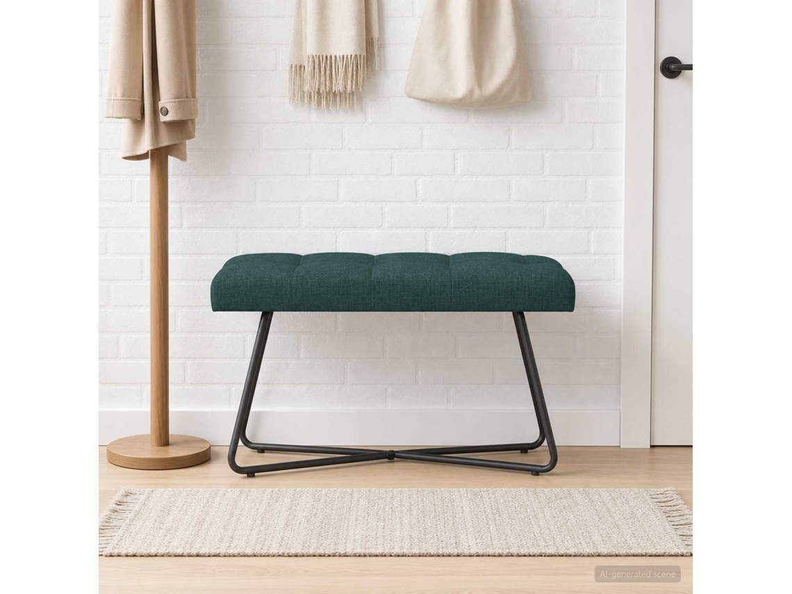 Vidaxl Banco Com Botões Estofados Verde-escuro 80 X 40 X 46 Cm Tecido