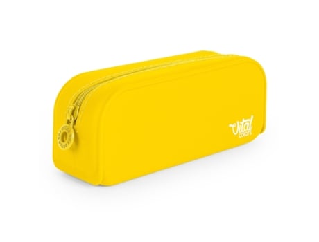 Estojo escolar de silicone macio Vital Colors Soft Touch, caixa de escritório amarela