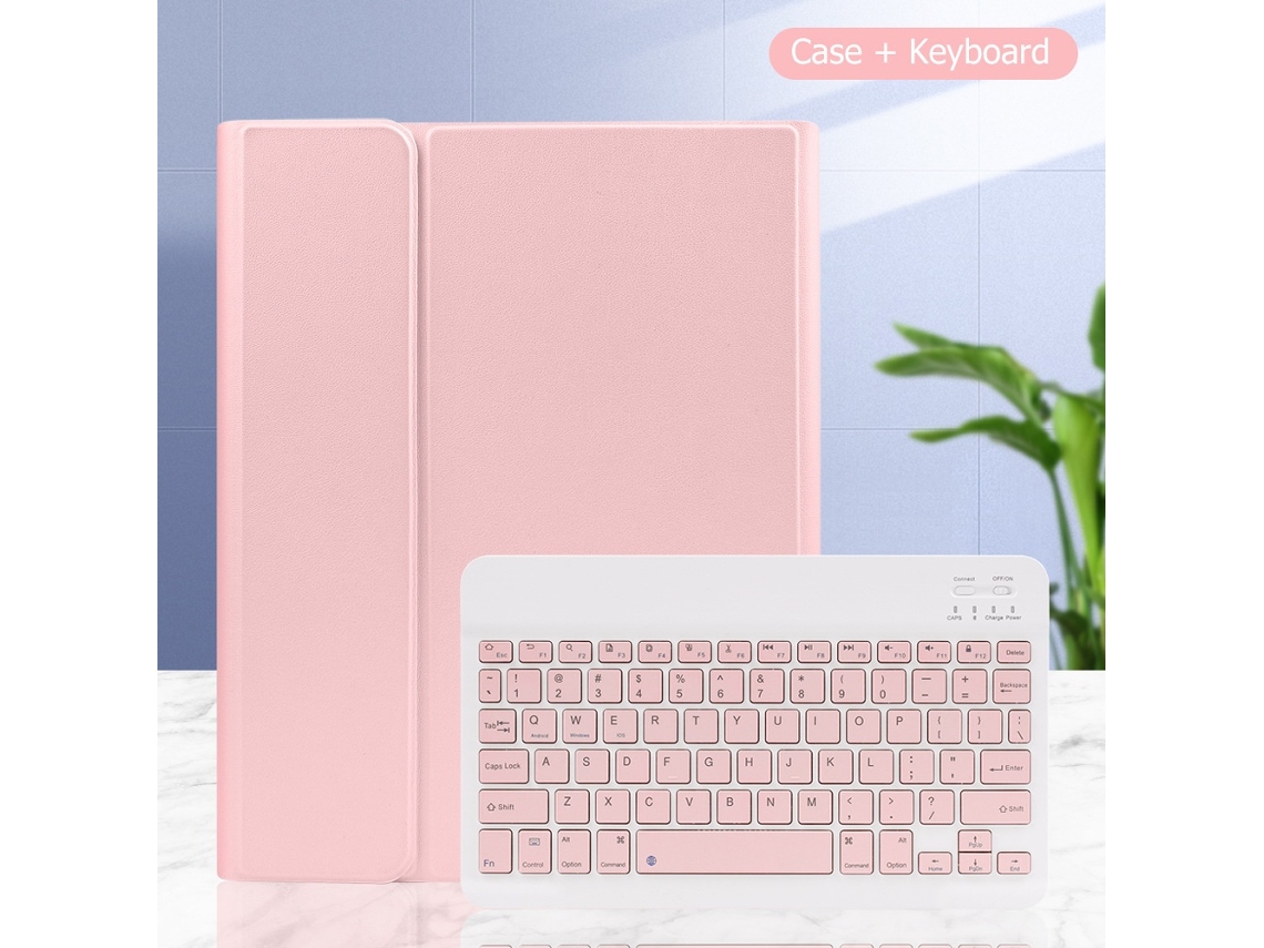 Capa Com Teclado Bluetooth Compatível Com Ipad 10.2"/pro 10.5/air 3, Cor Rosa