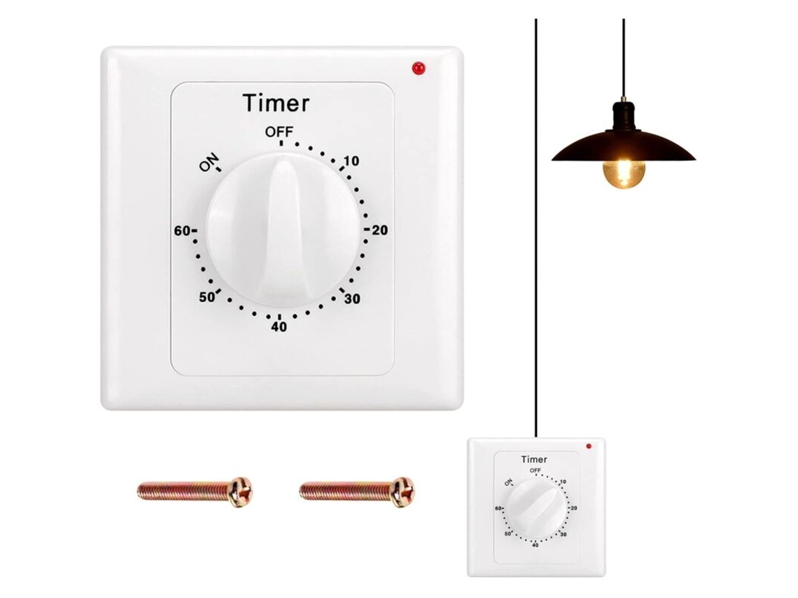 INTERRUPTOR com contagem regressiva de 60 minutos, à prova d'água IP44, para lâmpadas LED e CFL em BRILVIBERA