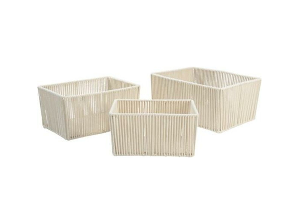 Conjunto De Cestos DKD HOME DECOR Bege (Metal - 40 x 30 x 20 Cm)