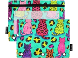 Pasta Plástica Colorida Com Estampa De Leopardo E Desenhos , Transparente Com Janela, Grande E Resistente, 3 Argolas
