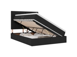 Cama com Arrumação e Colchão Preto 140 X 190 Cm Poliéster VIDAXL