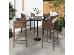 Bancos De Bar Com Almofadões 4 Pcs Vime Pe Castanho Dkd Home Decor
