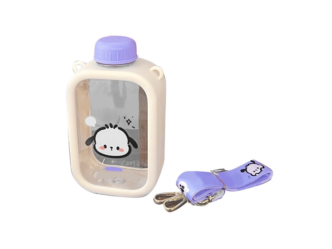 Garrafa Kawaii 550ml Anti vazamento com Correia Ajustável