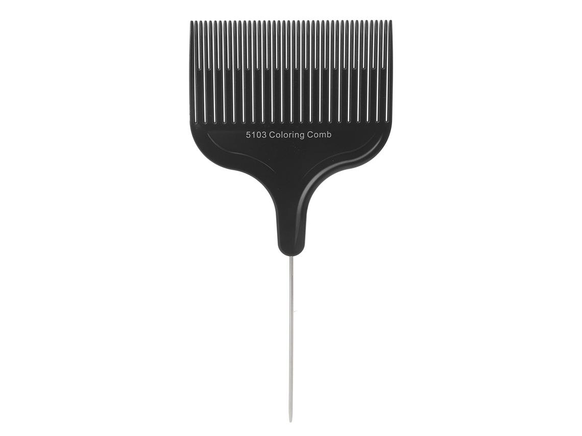 Pente De Tintura De Cabelo Profissional Com Agulha De Aço E Cauda Pontuda Para Secção E Destaques Preto