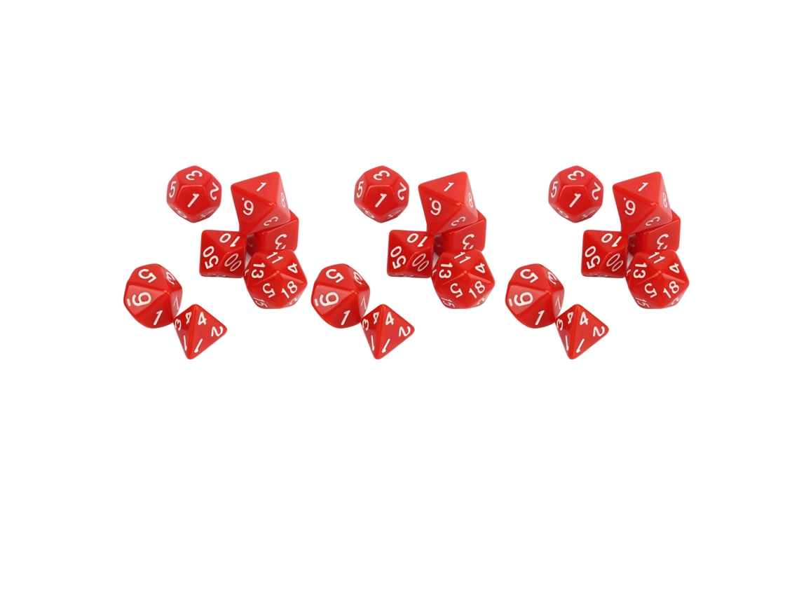 Kit De Dados Poliédricos Com 21 Peças À Prova D'água Seguro Prático Para Jogos De Mesa Vermelho