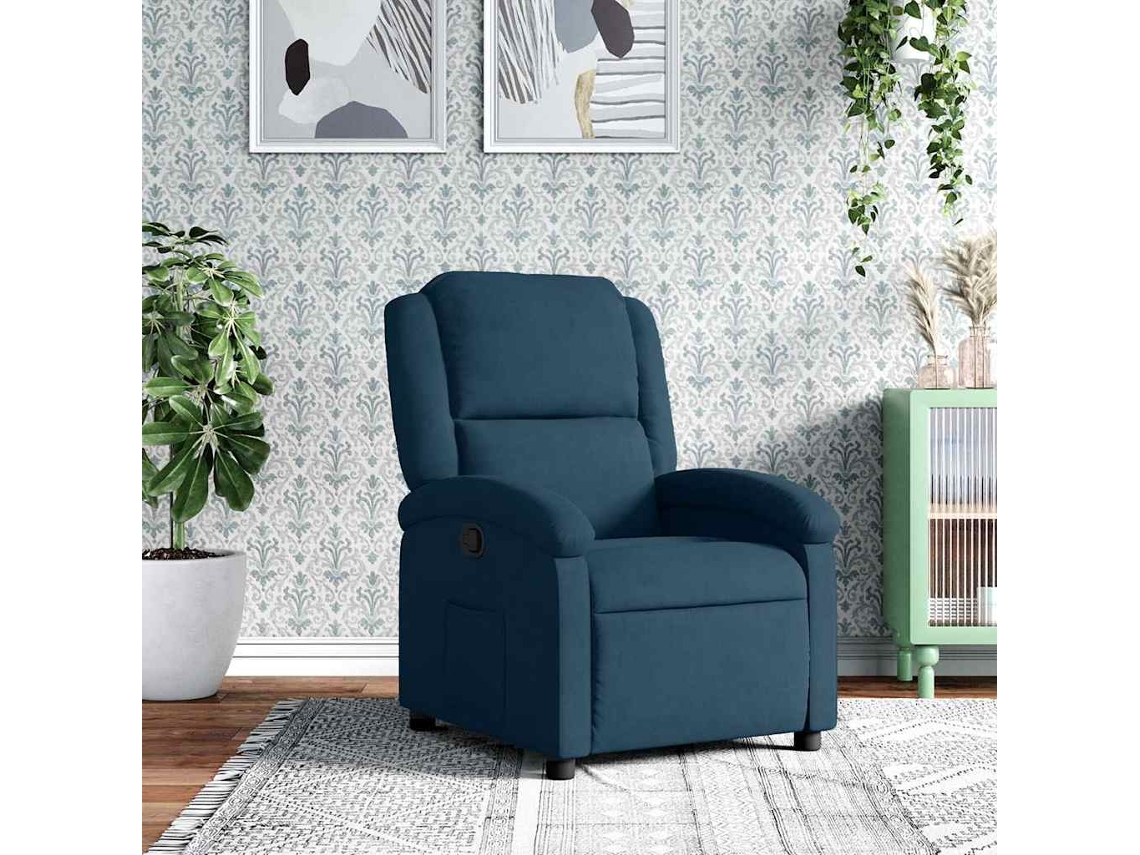 Vidaxl Poltrona Reclinável Veludo Azul