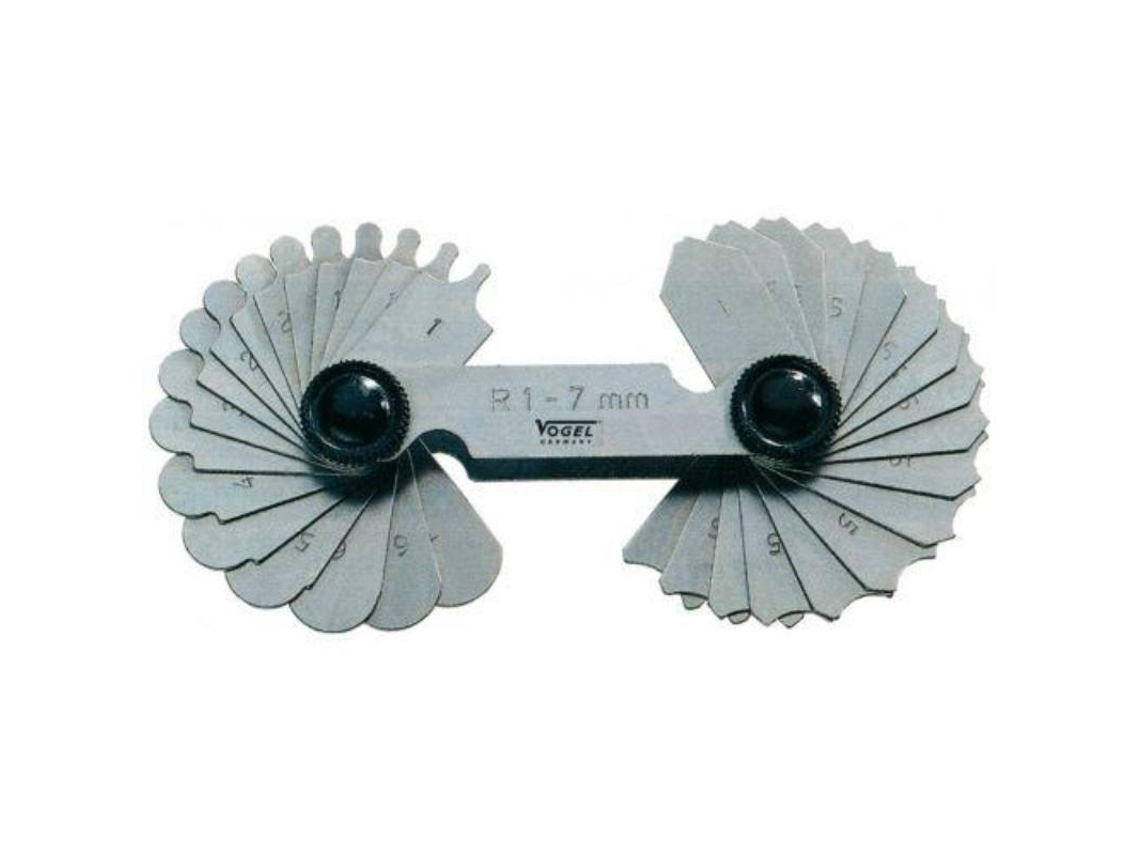 Conjunto de calibradores para raios temperado, 17 lâminas VOGEL