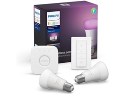 Kit 2 Lâmpadas Inteligentes + Ponte + Comando PHILIPS HUE  (E27 - Branco e cor)