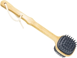 Escova De Banho Fomiyes Com Cabo Longo Em Silicone E Bambu Orifício Para Pendurar, Escova Esfoliante Corporal Para Banho