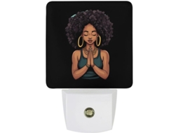 Luminária Noturna Afro Feminina, Luminária Noturna Preta Com Sensor Crepuscular