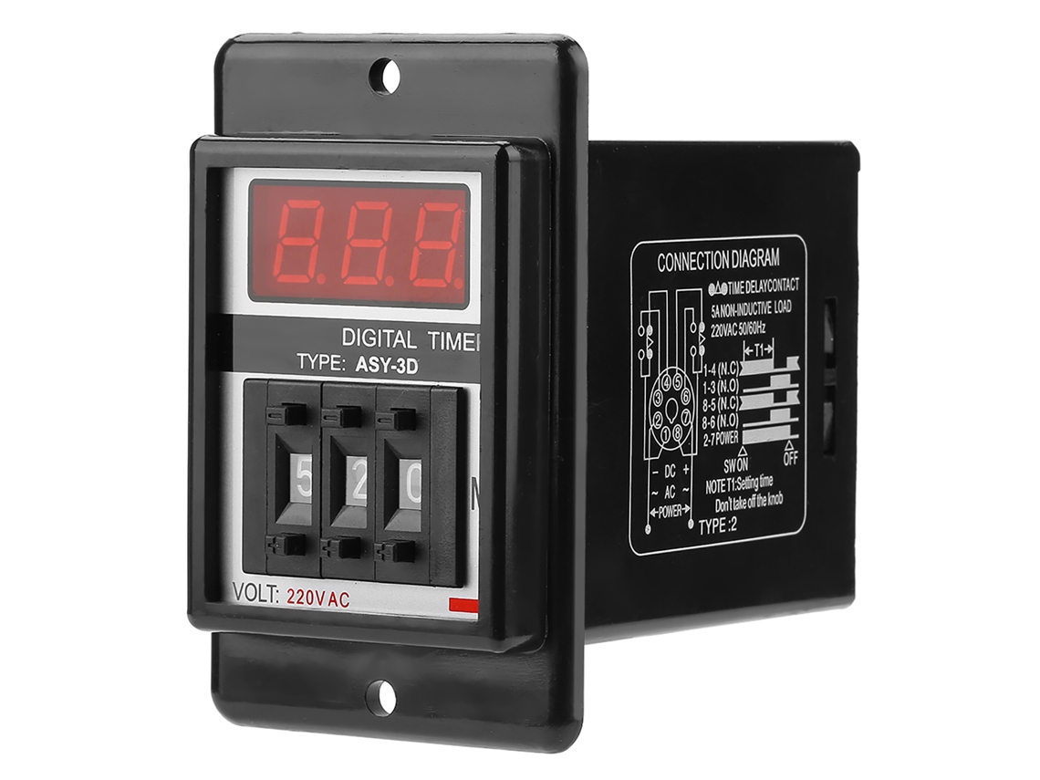 Relé De Temporização Laxiscreed 220v Ac Com Contador Digital E Tempo De Até 199 Minutos