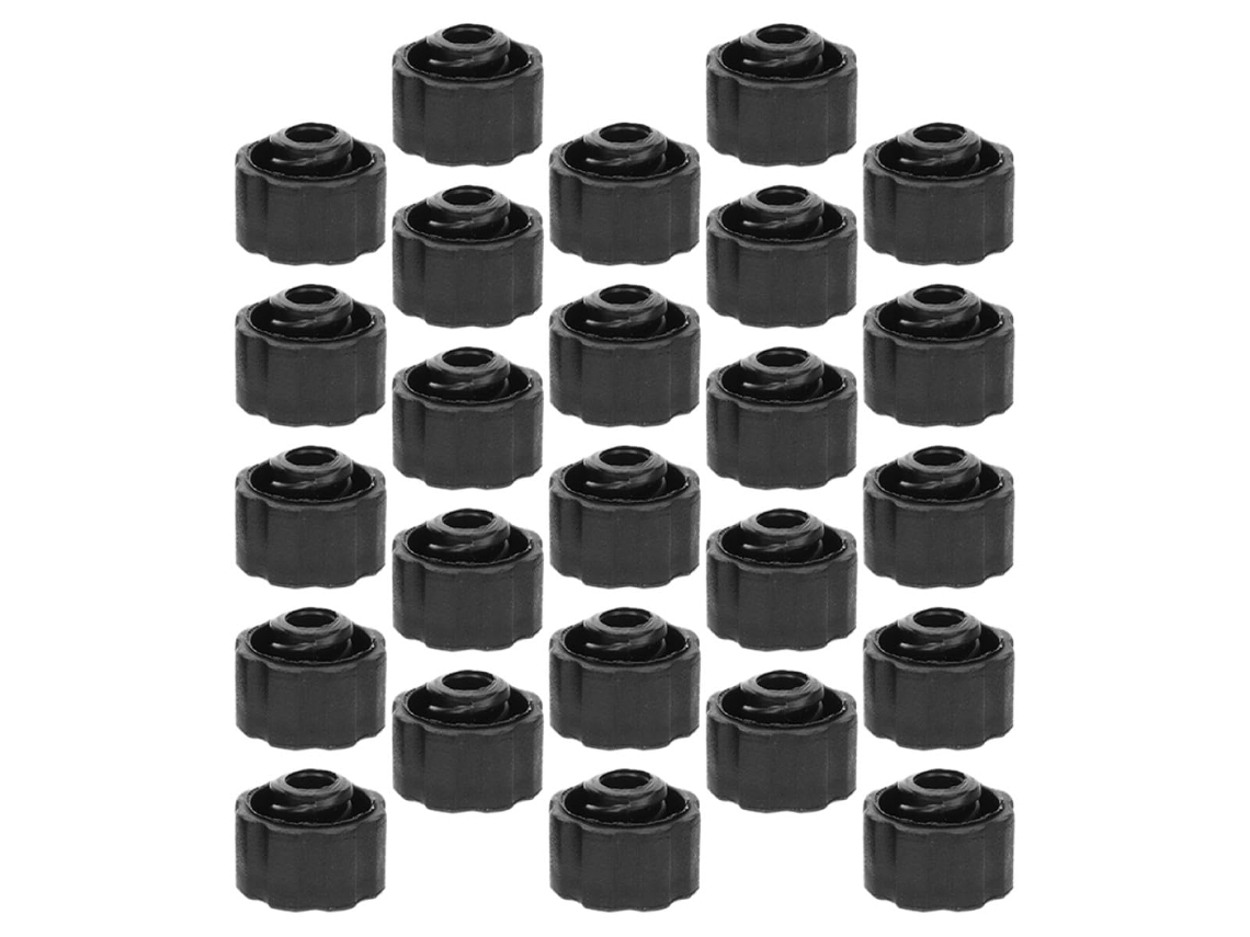 Pacote Com 25 Tampas Pretas Reutilizáveis Em Pp Com Design Ergonômico Para Agulhas.