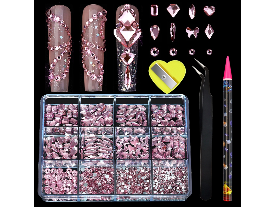 Adesivos de Unha com Strass de Cristal Ab, 12 Formatos Variados, Design Plano 3d. MDUG