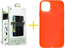 Capa + 2 Películas de Vidro Anti-Spy iPhone 13 Pro Max SKYHE Silicone Liso Vermelho