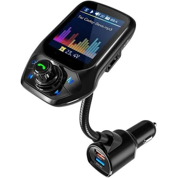 Transmissor Fm Bluetooth Veicular, Carga Rápida, Visor Lcd