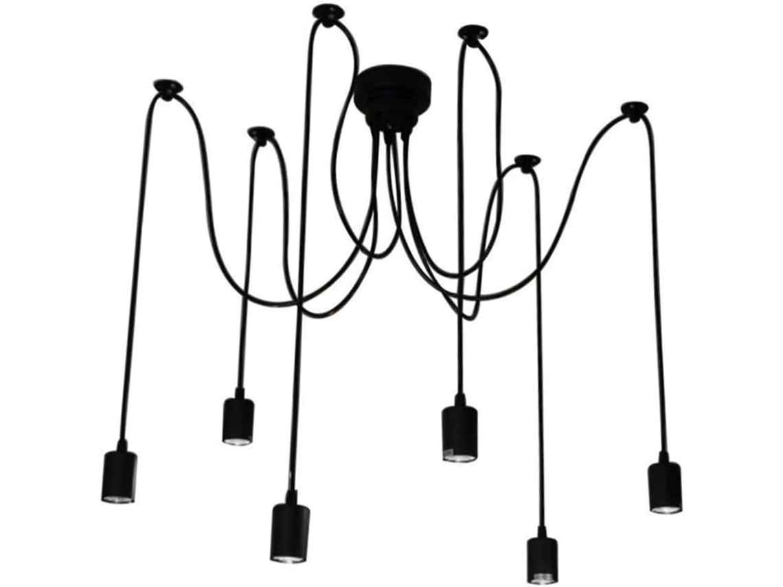 Luminária De Teto Vintage Preta De 1,5 M Com Lustres Em Estilo Industrial Para Cozinha, Sala De Jantar E Bar.