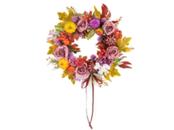 Coroa de natal com abóbora e flores secas para porta, decoração rural e fazenda LAXISCREED