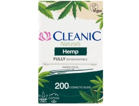 Hastes De Higiene De Cânhamo Cleanic Naturals, 200 Unid.