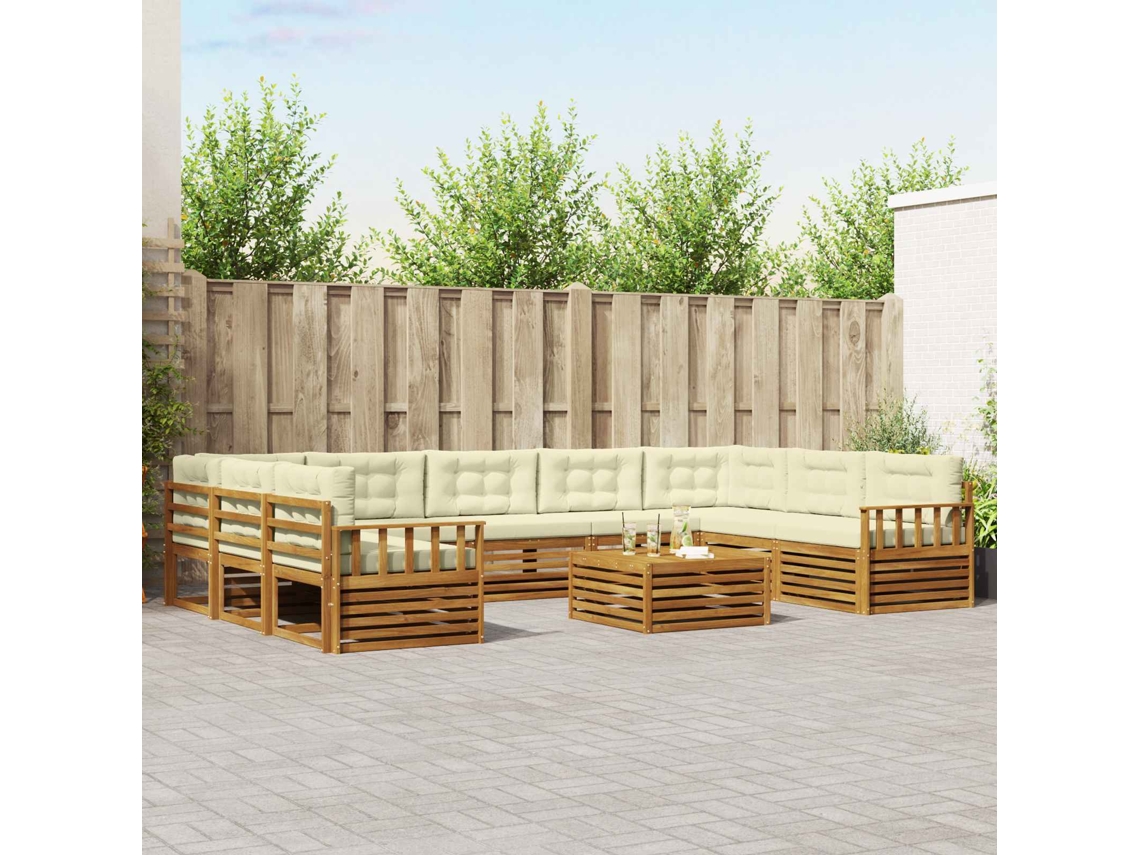 Vidaxl Conjunto De Sofás Para Exterior 10 Pcs Natural E Creme
