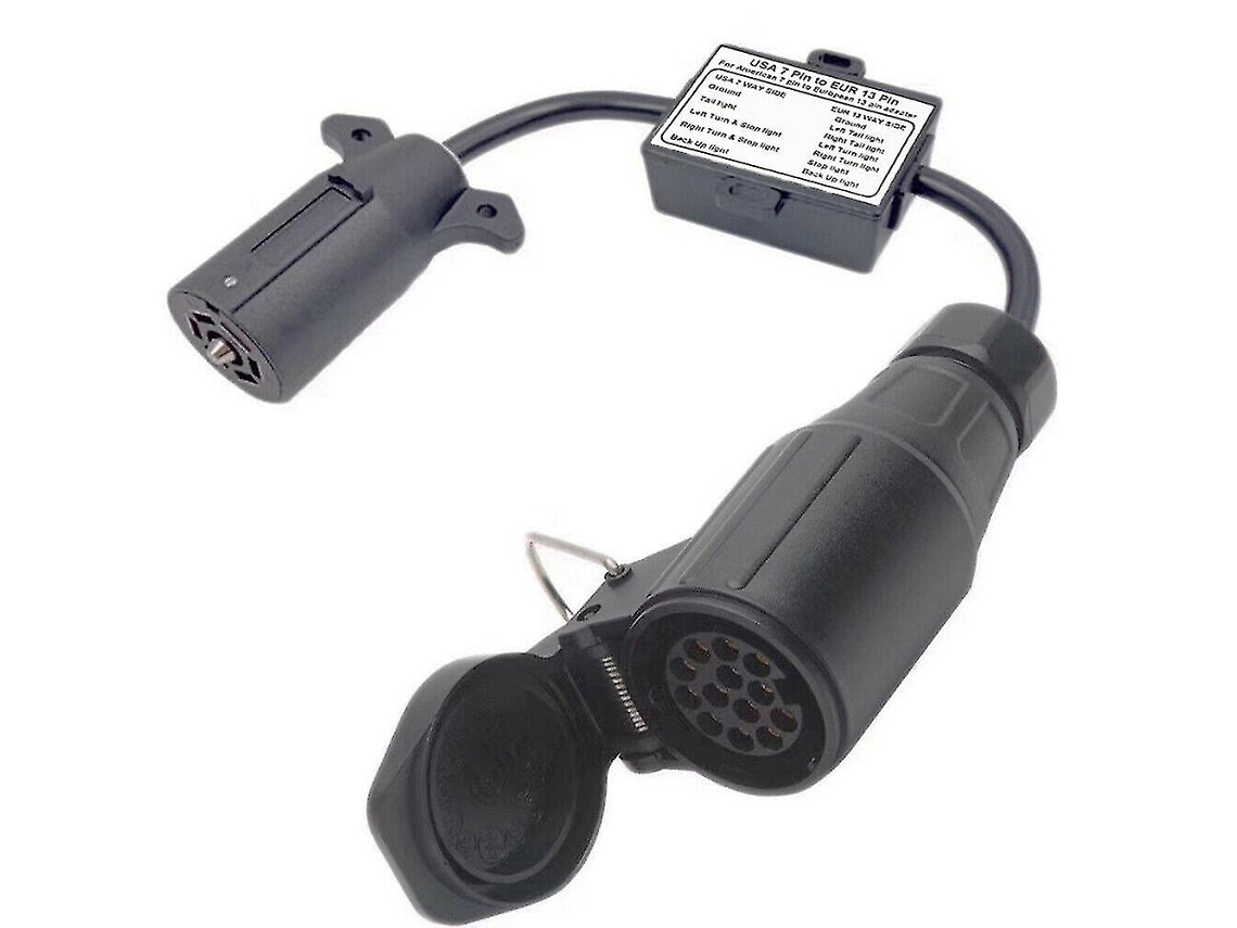 Adaptador De Luzes Reboque Dos Eua Para A Europa, Conector Plano De 7 Vias(veículo Americano) Para Redondo 13 Pinos(reboque Europeu)