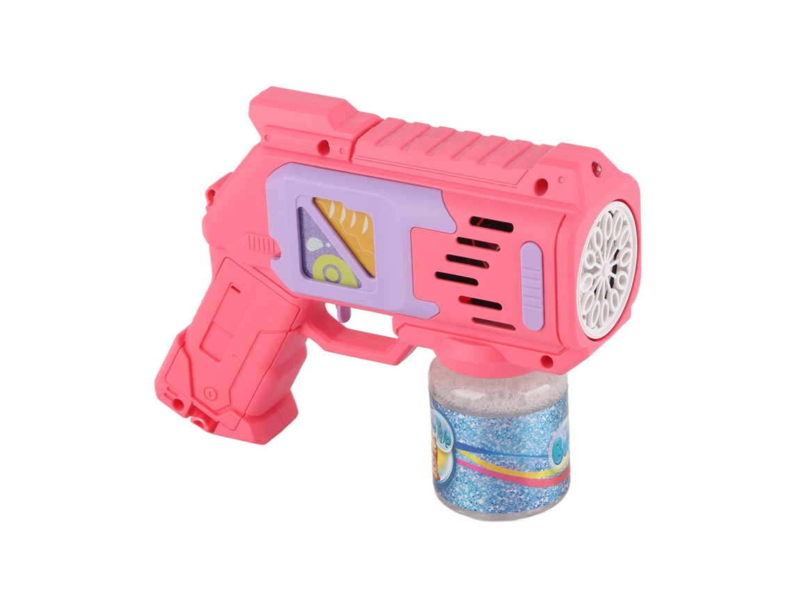 Primerox máquina de Bolhas Automática com Luzes Led 10 Buracos Anti vazamento Rosa para Crianças